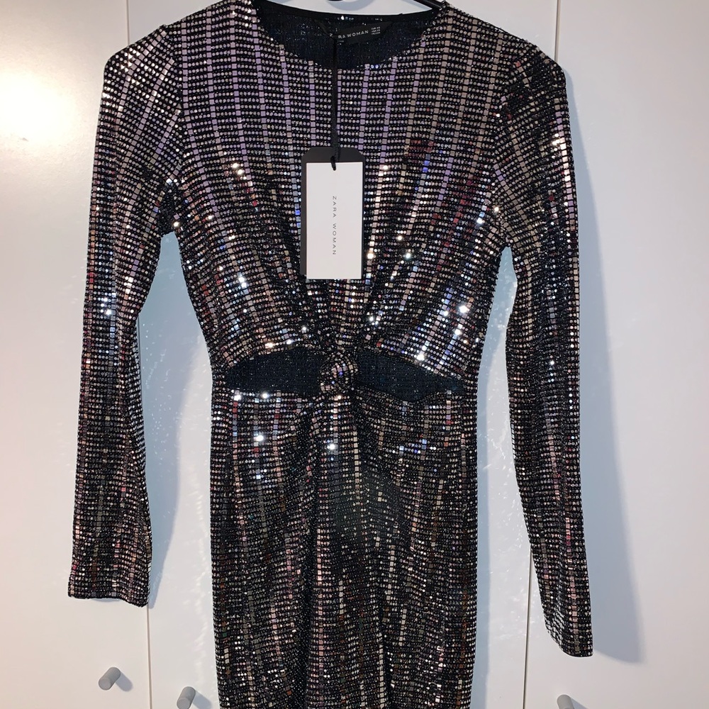 XS Black All Glitter Disco Ball Dress